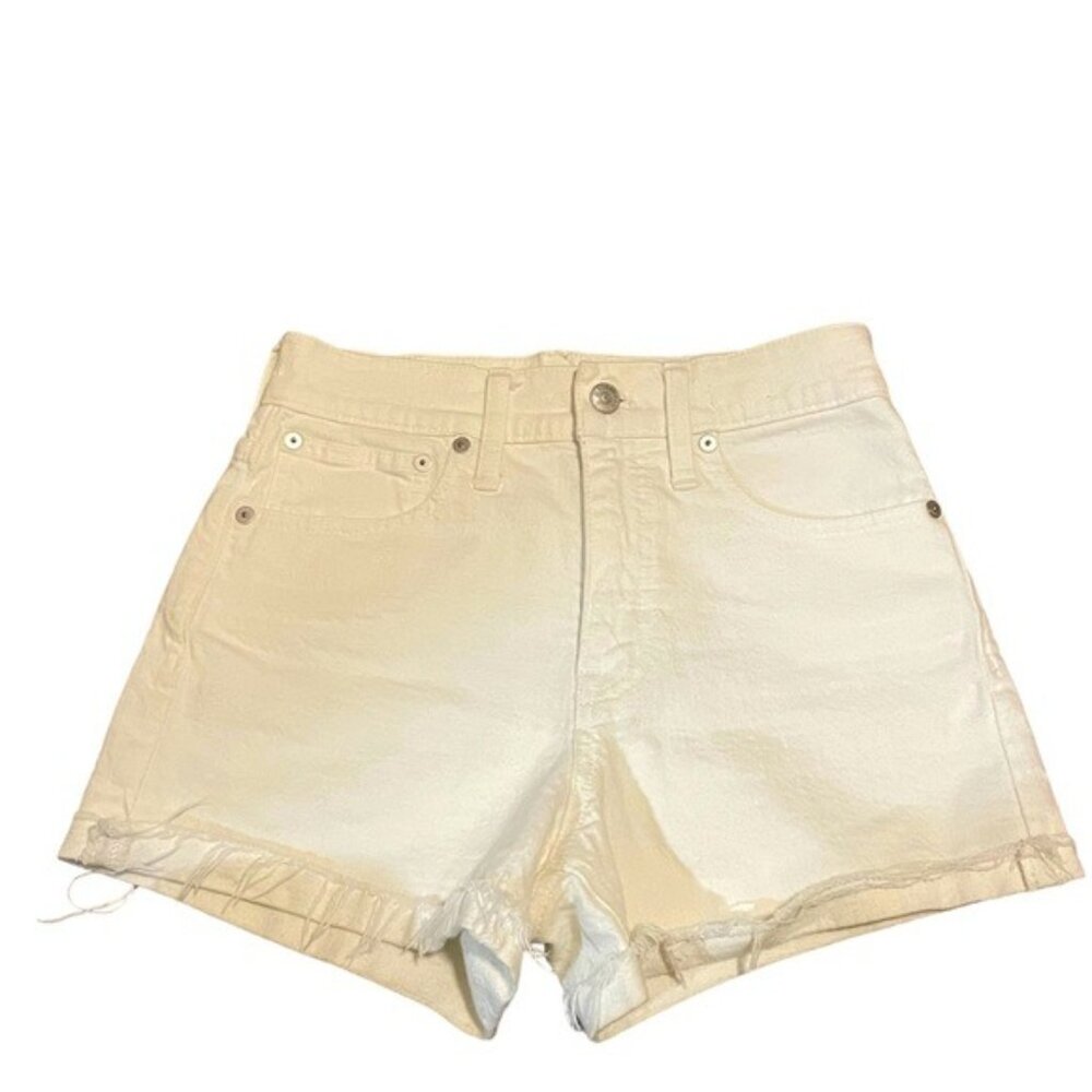 Madewell High Rise Denim Shorts Distressed White Wash Cutoff Style Size 24
